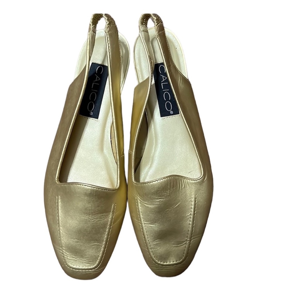 Leather Calico light gold flats 10M Sling back Classy Classic Versatile